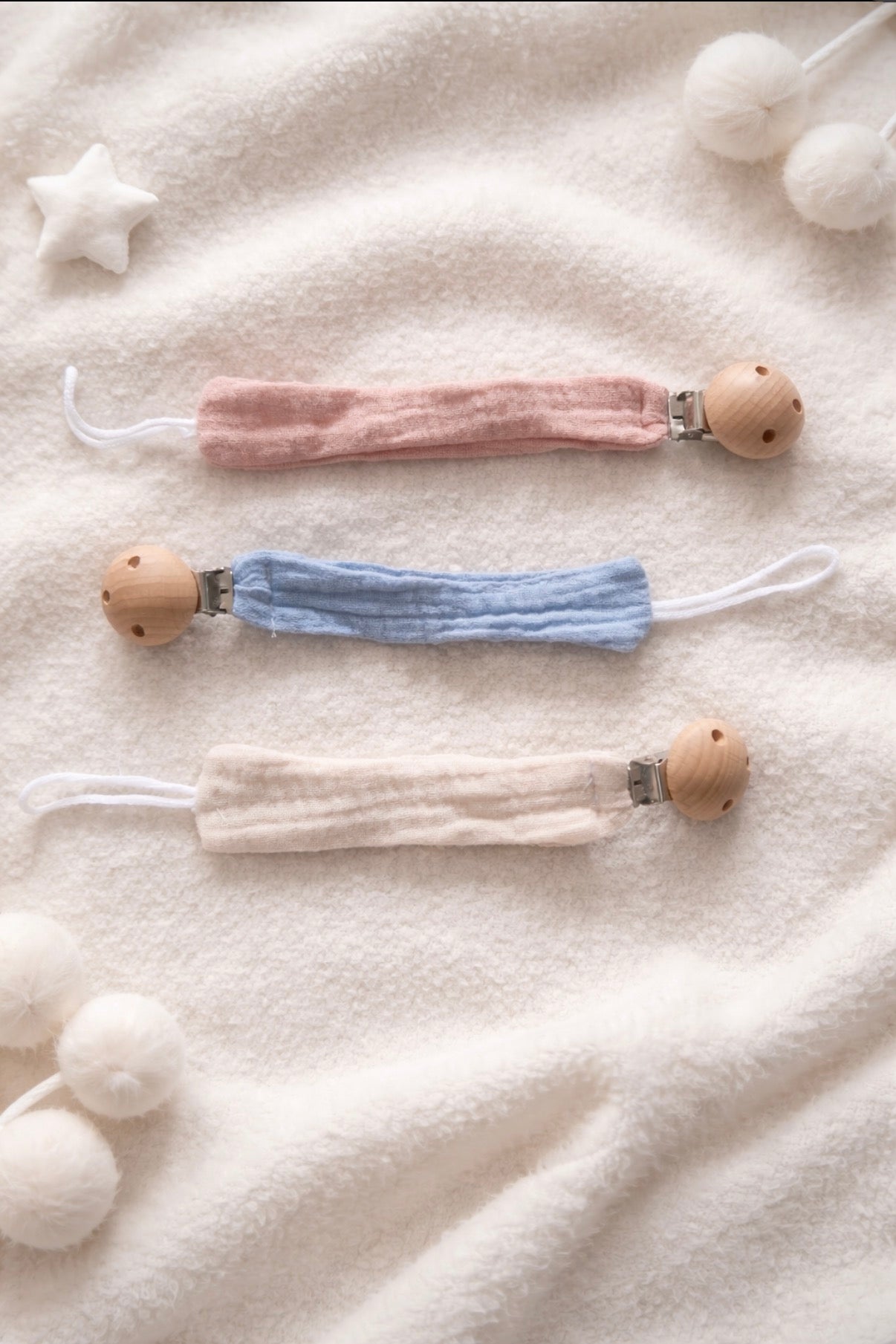 Attache-tétine en gaze de coton – Douceur naturelle pour bébé