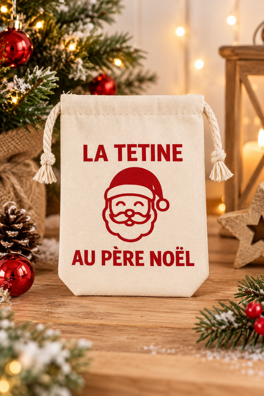 Pochon de Noël « La tétine au Père Noël »