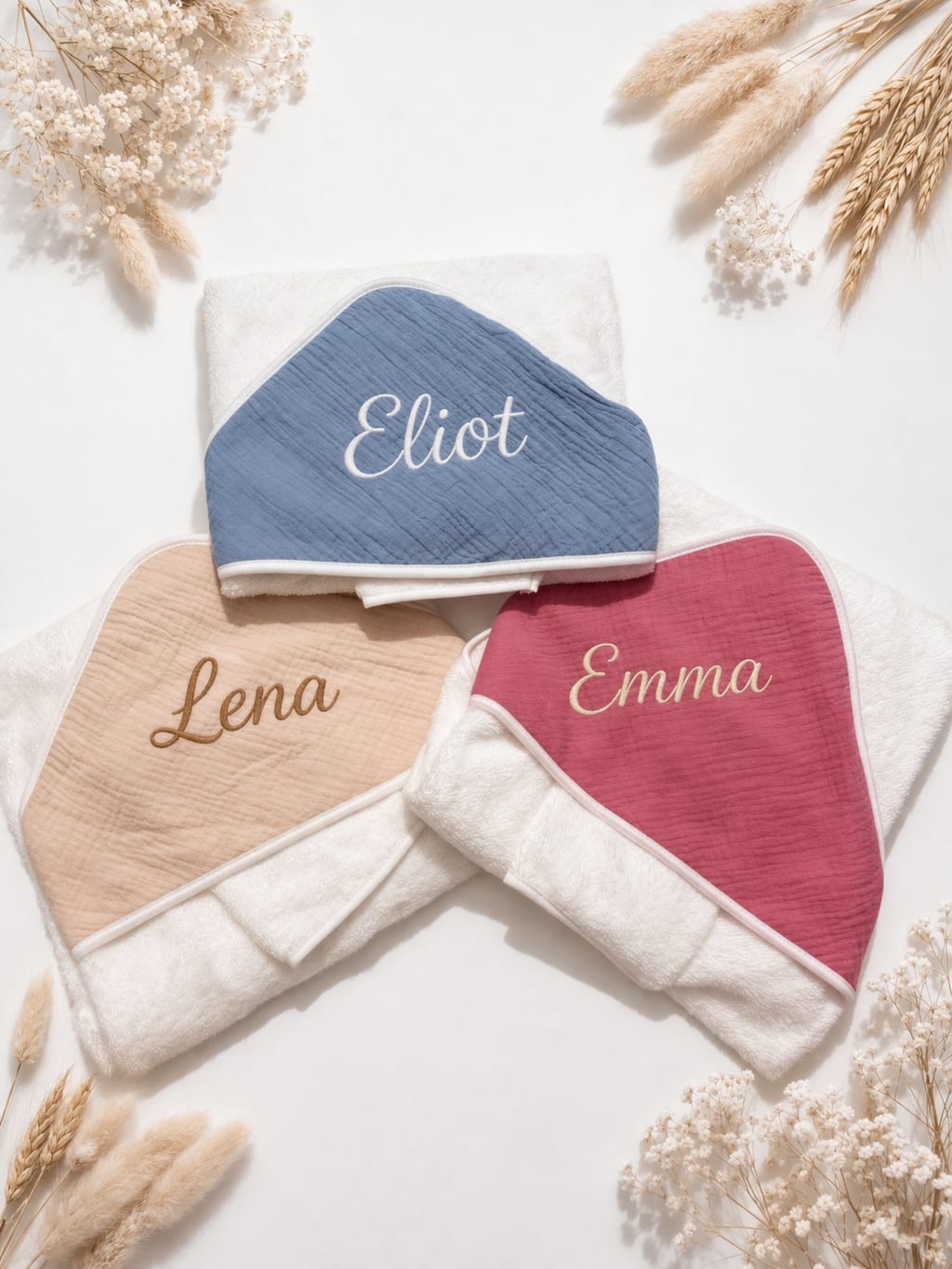 Cape de bain bébé personnalisée – Coton doux & gaze de coton